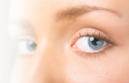 Two Blue eyes close up female