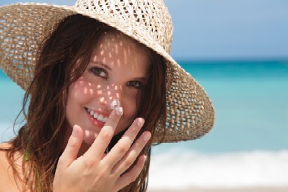 cute girl with sunscreen on her nose